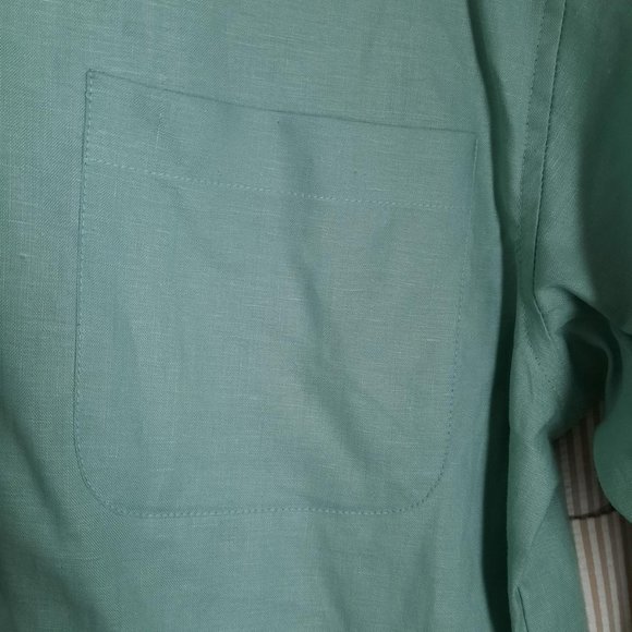 Eddie Bauer AWL Linen Long-Sleeve Sage Camp Shirt Size 6P - Picture 3 of 6